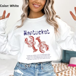 Nantucket Sweatshirt | Vintage Nantucket Massachusetts Crewneck Sweatshirt | Nantucket Vacation Shirt | Fisherman Aesthetic Lobster Shirt