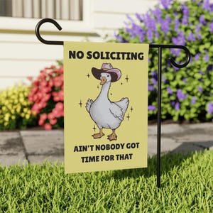 No Soliciting Garden Flag, Funny No Soliciting Sign, No Solicitors Porch Sign, Goose Yard Flag, Housewarming Gift for New Homeowner