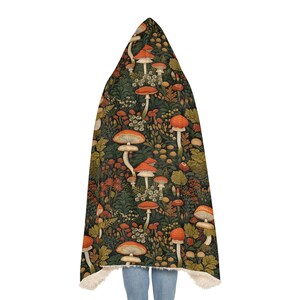 Mushroom Blanket | Cottagecore Hooded Blanket | Wearable Blanket for Readers | Cute Snuggle Blanket | Cozy Sherpa Blanket | Mushroom Gift