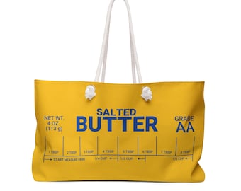 Bolsa de fin de semana con mantequilla / Bolsa de playa con mantequilla salada / Bolsa de viaje con palitos de mantequilla / Bolso de hombro divertido / Bolso de noche bonito / Regalo para amantes de la comida