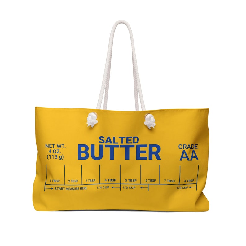 Butter Weekender Bag | Salted Butter Beach Day Bag | Butter Stick Travel Bag | Funny Shoulder Bag | Cute Overnight Bag | Gift for Food Lover