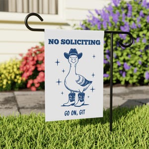 No Soliciting Sign | Silly Goose Yard Flag | No Soliciting Porch Sign | Funny No Soliciting Garden Flag | Funny No Soliciting Sign