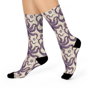 Vintage Octopus Socks | Ocean Inspired Ankle Socks | Marine Life ONE Size Ankle Socks | Ocean Lover Stocking Stuffer Socks | Octopus Gift