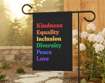 Freundlichkeit Gleichheit Inklusion Garten Flagge | Soziale Gerechtigkeit Hoffahne | Gleiche Rechte Yard Sign | LGBTQ+ Garten Flagge | Gleichheit Garten Zeichen