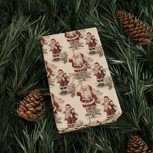 Vintage Christmas Wrapping Paper | Xmas Gift Wrapping Paper | Retro Santa Claus Gift Wrapping Paper | Holiday Gift Wrap