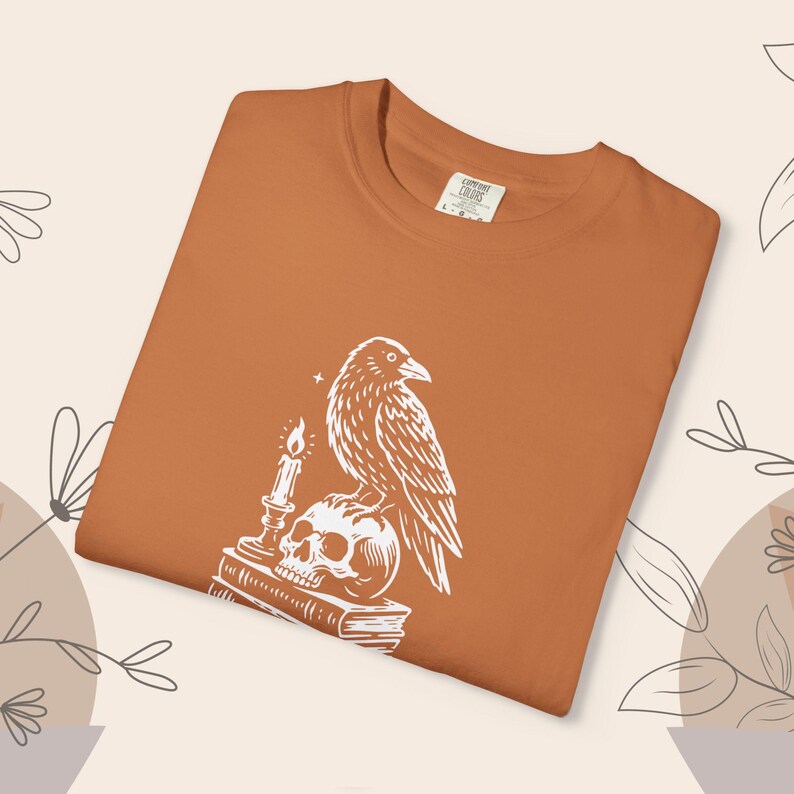 Dark Academia Raven Shirt | Edgar Allan Poe Raven and Skull T Shirt | Gothic Graphic T-Shirt | Comfort Colors® Goth Shirt