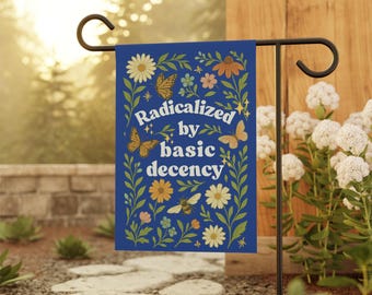 Anti Trumpfende Gartenfahne | Radikalisiert von Basic Anstand Anti-ICE Yard-Flagge für demokraten | Frühlingshafte Gartenfahne für Linke