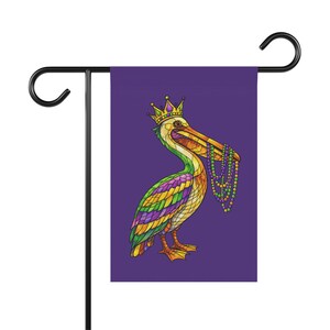 Mardi Gras Pelican Garden Flag | Stained Glass Pelican New Orleans Flag | Louisiana House Flag | Mardi Gras 2026 Garden Decor