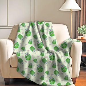 Pickle Blanket  | Coquette Pickle Velveteen Blanket | Pickle Couch Throw | Pickle Throw Blanket | Cute Pickle Gift | Gift for Pickle Lover