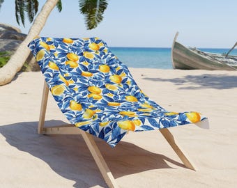 Lemon Beach Towel | Citrus Beach Towel | Italian Lemons Pool Towel | Cute Summer Beach Vacation Towel | Sicilian Lemons Towel | Beach Gift