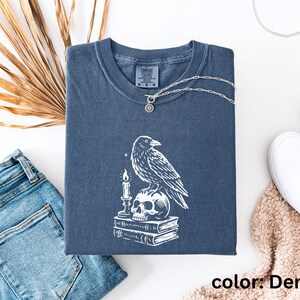 Dark Academia Raven Shirt | Edgar Allan Poe Raven and Skull T Shirt | Gothic Graphic T-Shirt | Comfort Colors® Goth Shirt