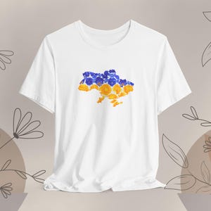 Shirt Support Oekraïne | Standaard met Oekraïne UNISEX-shirt | T-shirt met kaart van Oekraïne | Support Oekraïne-shirt voor dames | T-shirt met bloemen Oekraïne