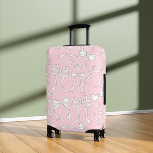 Kokette Gepäckabdeckung, rosa Band-Kofferabdeckung, niedlicher Koffer, Girly Koffer-Ärmel, Kofferschutz, Geschenk für Reisende