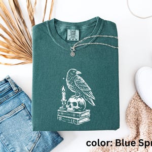 Dark Academia Raven Shirt | Edgar Allan Poe Raven and Skull T Shirt | Gothic Graphic T-Shirt | Comfort Colors® Goth Shirt