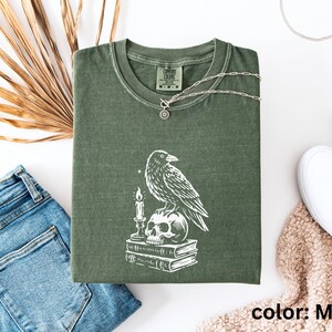 Dark Academia Raven Shirt | Edgar Allan Poe Raven and Skull T Shirt | Gothic Graphic T-Shirt | Comfort Colors® Goth Shirt