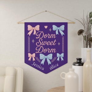 Personalized Dorm Room Sign | Dorm Sweet Dorm Dorm Room Sign | Coquette Dorm Room Decor | Custom Name Sign | College Gift for Student
