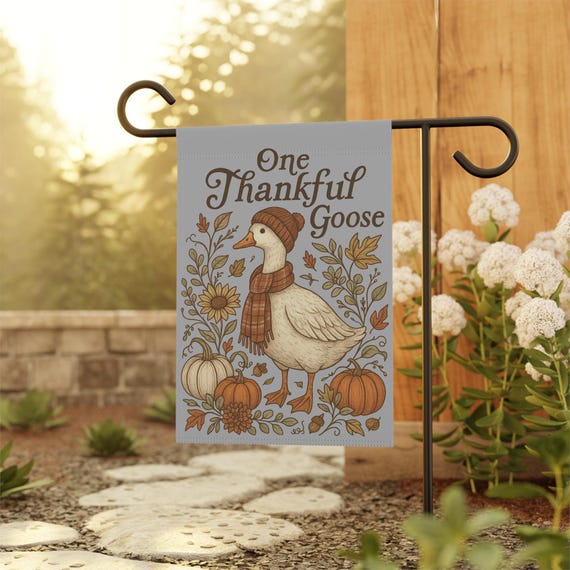 Vintage Thanksgiving Garden Flag | Vintage Goose Garden Flag | Thankful Yard Flag | Thanksgiving Outdoor Decor | Vintage Thanksgiving  Flag