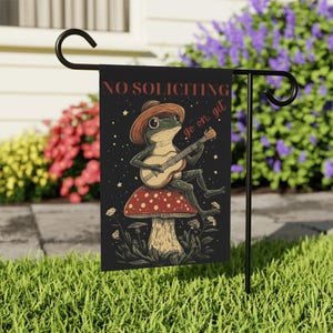 No Soliciting Frog Garden Flag | Funny Go On Git Garden Flag | Cute Frog Yard Flag | No Solicitors Garden Flag | Frog Lover Garden Sign
