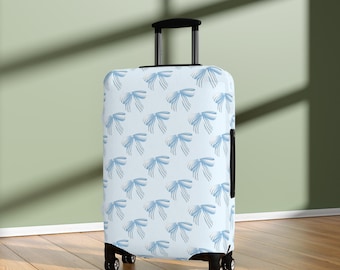 Funda de maleta Coquette / Funda de equipaje con lazo azul Coquette / Funda de equipaje preppy / Funda de equipaje estética / Protector de maleta Coquette