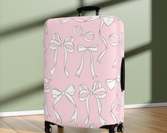 Coquette Luggage Cover, Pink Ribbon Suitcase Cover, Cute Suitcase