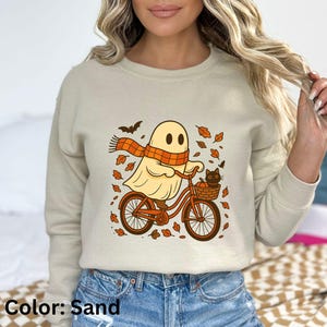 Vintage Halloween Sweatshirt | Cute Ghost Black Cat Halloween Shirt | Retro Ghost Crewneck Sweatshirt | Spooky Season Halloween Sweater