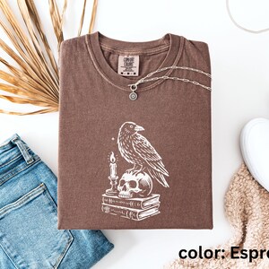 Dark Academia Raven Shirt | Edgar Allan Poe Raven and Skull T Shirt | Gothic Graphic T-Shirt | Comfort Colors® Goth Shirt