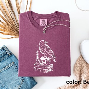 Dark Academia Raven Shirt | Edgar Allan Poe Raven and Skull T Shirt | Gothic Graphic T-Shirt | Comfort Colors® Goth Shirt
