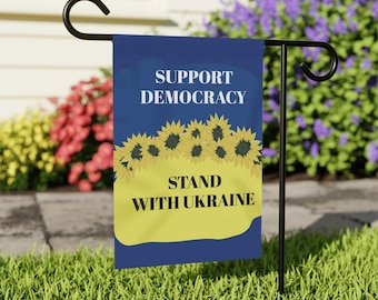 Stand with Ukraine Garden Flag | Support Ukraine House Flag | Ukraine Flag Garden Sign | Ukraine House Banner | Ukrainian Flag House Banner