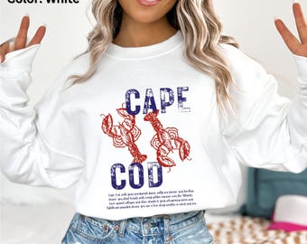 Cape Cod Sweatshirt | Vintage Cape Cod Massachusetts Crewneck Sweatshirt | Cape Code Vacation Shirt | Fisherman Aesthetic Lobster Shirt