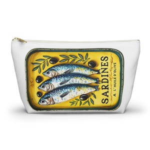 Sardine Pouch | Vintage Sardines Tin Makeup Bag | Retro Tinned Sardines Toiletry Bag | Canned Sardines Accessory Pouch | Sardines Gift