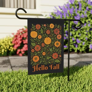 Herbst Garten Flagge | Hallo Herbst Yard Flagge | Herbst-Blumen-Fall-Flagge | Herbst Veranda Dekor | Kürbis Saison Porch Flagge | Saisonaler Garten Dekor