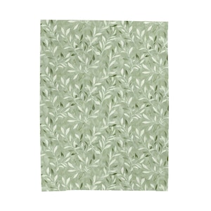 Elegant Sage Green Blanket | Cottagecore Couch Throw Blanket | Botanical Reading Blanket | Book Nook Decor | Housewarming Gift