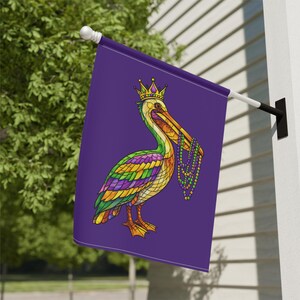 Mardi Gras Pelican Garden Flag | Stained Glass Pelican New Orleans Flag | Louisiana House Flag | Mardi Gras 2026 Garden Decor
