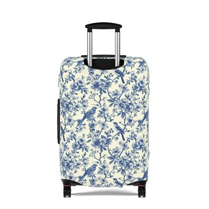 Funda de maleta Toile de Jouy / Funda de equipaje con estampado floral vintage / Funda de maleta elegante / Protector de equipaje bohemio / Protector de maleta azul imagen 8