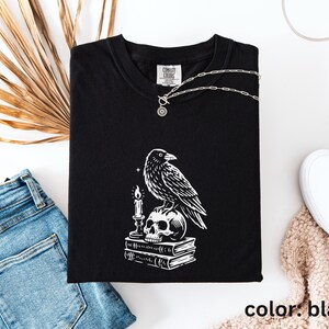 Dark Academia Raven Shirt | Edgar Allan Poe Raven and Skull T Shirt | Gothic Graphic T-Shirt | Comfort Colors® Goth Shirt
