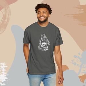 Dark Academia Raven Shirt | Edgar Allan Poe Raven and Skull T Shirt | Gothic Graphic T-Shirt | Comfort Colors® Goth Shirt