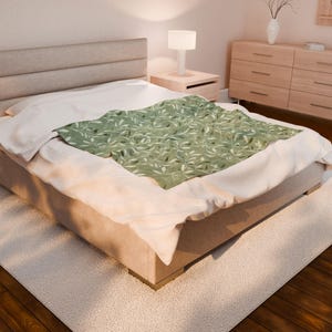 Elegant Sage Green Blanket | Cottagecore Couch Throw Blanket | Botanical Reading Blanket | Book Nook Decor | Housewarming Gift