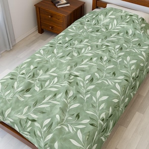 Elegant Sage Green Blanket | Cottagecore Couch Throw Blanket | Botanical Reading Blanket | Book Nook Decor | Housewarming Gift