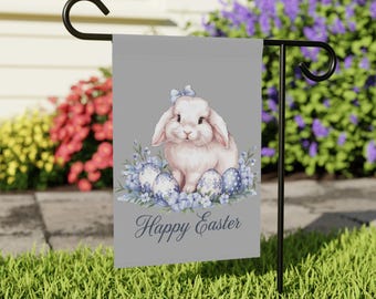 Happy Easter Garden Flag | Cute Easter Bunny Garden Flag | Easter Garden Decor