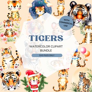Tiger SVG | Tiger Aquarell Clipart Bundle | Sublimation SVG | Tiger Clipart | Süße Tiere svg | SVG für Cricut
