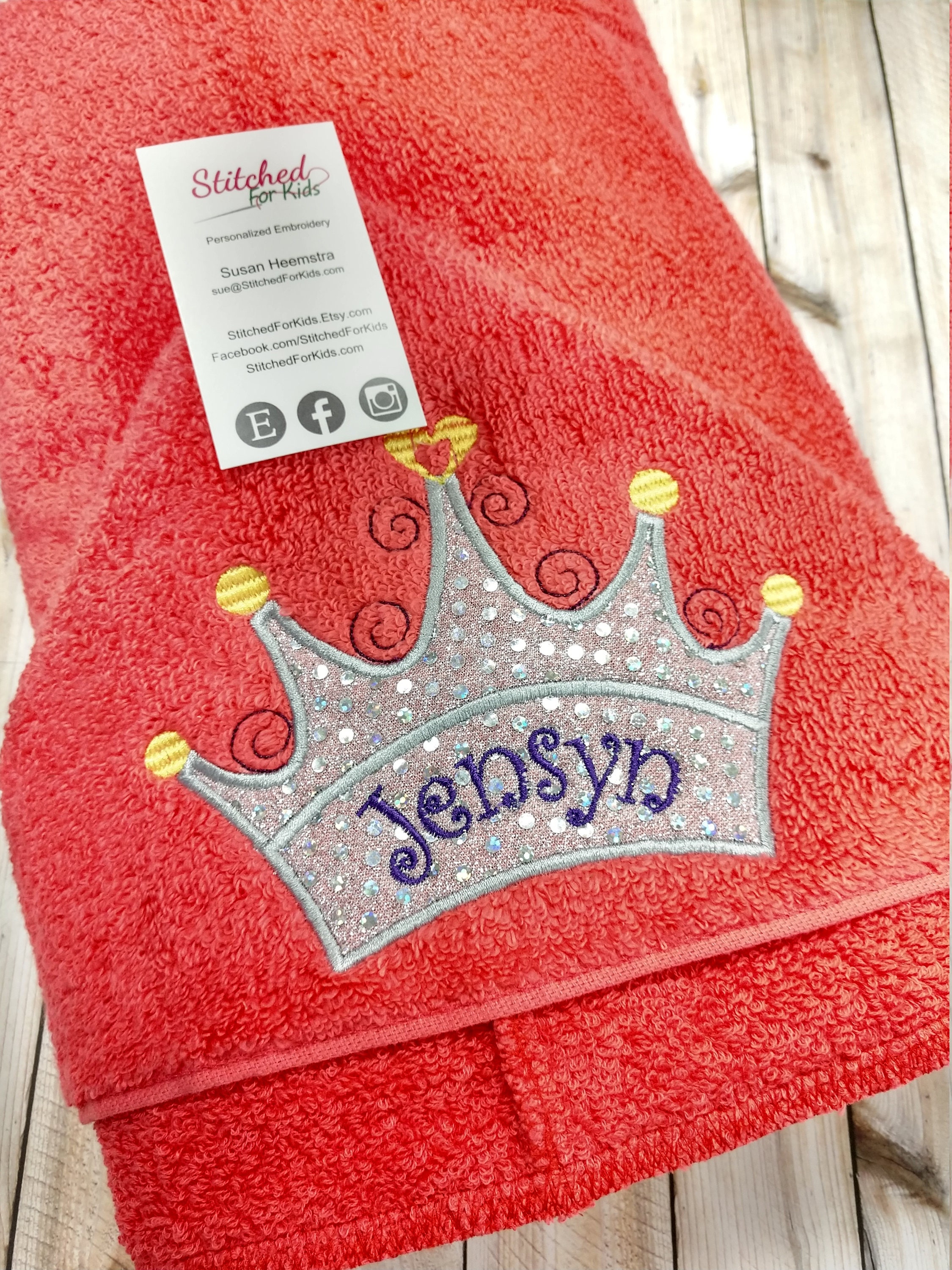 personalized princess hooded towel with crown tiara custom hooded