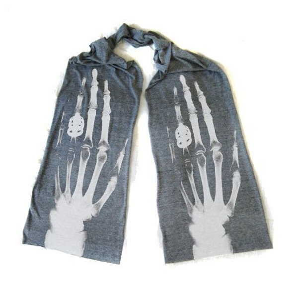 Tri Blend Scarf in Heather Gray feat. Ringen prints in White Sz 16in. x 90in.