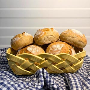 Primo’Gi Italian Woven Ceramic Bread Basket, Vintage Handcrafted Bread Bowl, Made in Italy