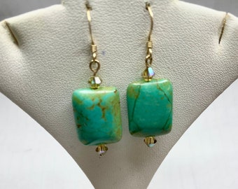 Natural Green Turquoise earrings on 14kt gold-filled earwire