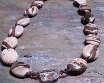 Bronze Zebra (Brown and Pink) Jasper necklace