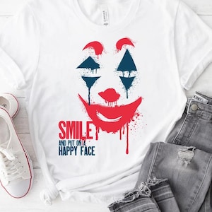 Joker T Shirt, Joker Put On a Happy Face, Vintage Shirt, Joaquin Phoenix Shirt, Men&#39;s and Women&#39;s Sizes  - (MTG-033)