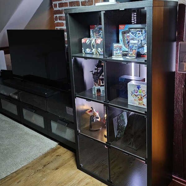 Acrylic Display Doors for IKEA Kallax – Magnetic Glass Panels, Dust-Proof & Pet safe Cabinet Insert, Custom Fit