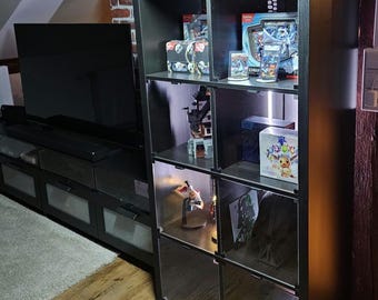 Ikea Kallax Acrylglasplatten als Vitrineneinsatz (magnetisch, komplettes Set) passt in Kallax Regal - schutz vor Staub und Haustier sicher