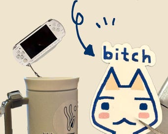 Toro Inoue Sticker, PlayStation Cat Mascot, Doko Demo Issyo Weatherproof Decal