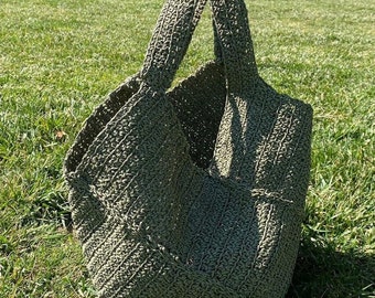 Green Raffia Beige Bag For Women